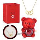 Urso Giratório com Rosa + Colar de Coração Personalizado🧸