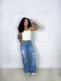 Conjunto Cropped + Calça Jeans