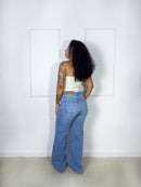 Conjunto Cropped + Calça Jeans